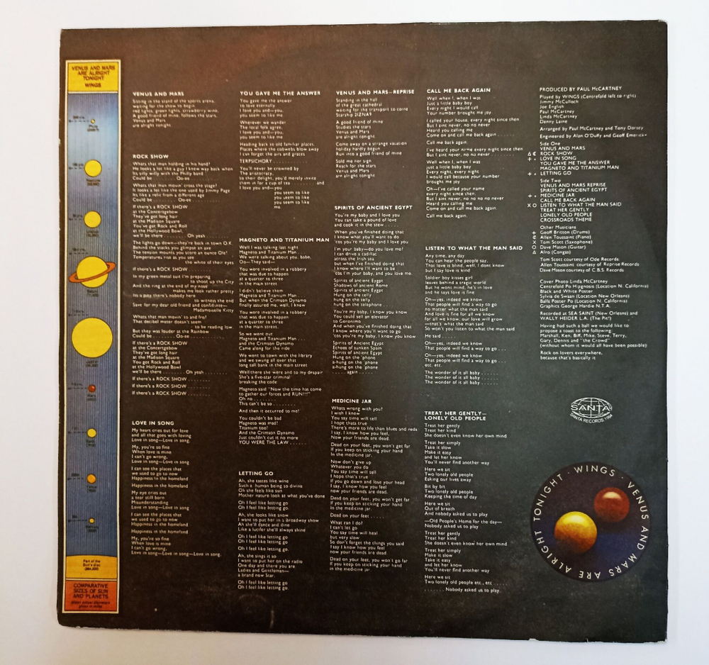 Винтажная виниловая пластинка LP Wings Venus And Mars (Россия 1994)