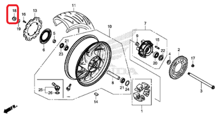 90306-MCS-G01. NUT, U, 18MM