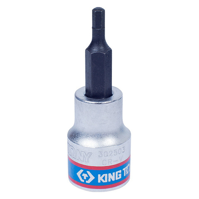 KING TONY (302503) Насадка (бита) торцевая 3/8", L = 50 мм, HEX, 3 мм