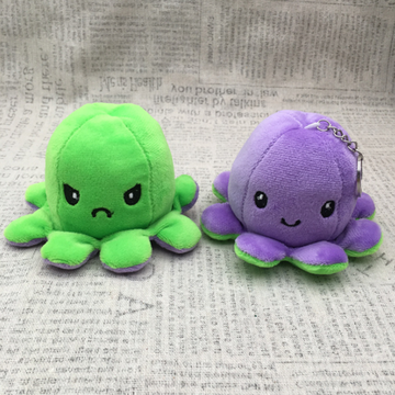 Мягкая игрушка-брелок "Осьминог-перевертыш" (зел.-фиол.)