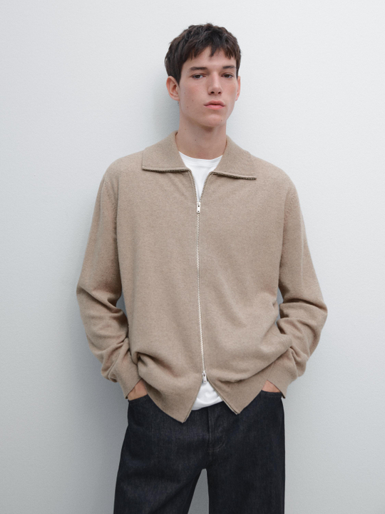 Massimo Dutti Кардиган на молнии, песочный