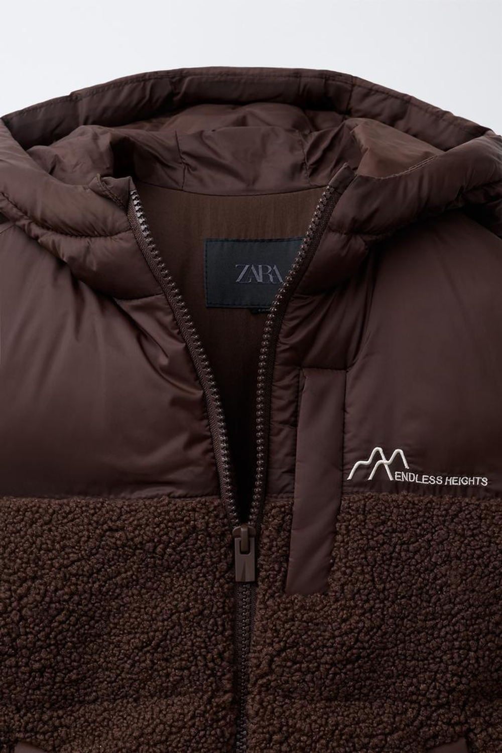 ZARA КУРТКА ИЗ ИСКУССТВЕННОЙ ОВЧИНЫ, ШОКОЛАДНЫЙ