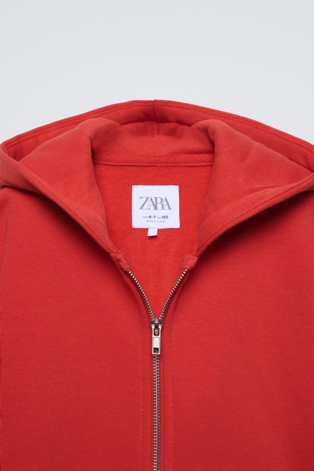 ZARA ОДНОТОННОЕ ХУДИ НА МОЛНИИ, КРАСНЫЙ