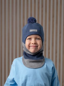 Шлем весенний/осенний вязаный (Серый габардин) ЧИП