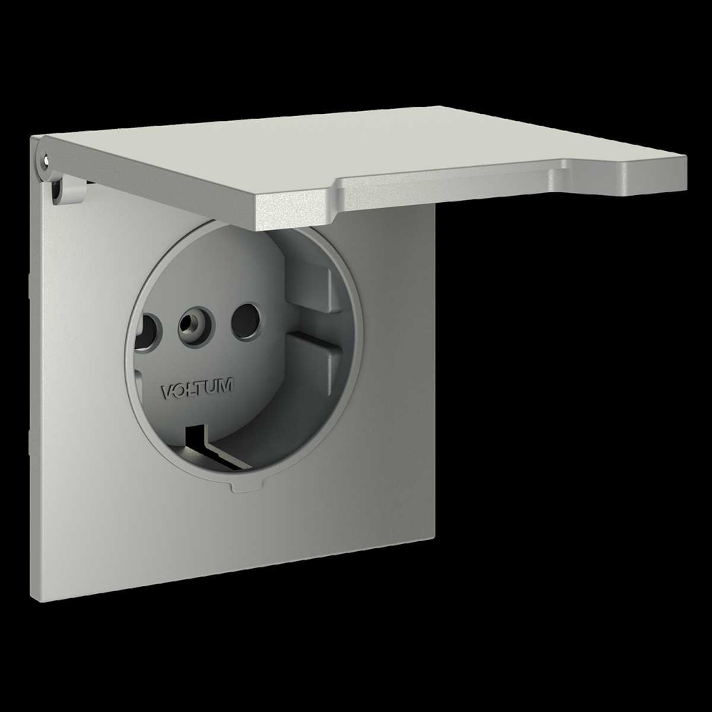 Накладка для розетки с заземлением защитными шторками и крышкой S70 (сталь) Voltum VLS000805