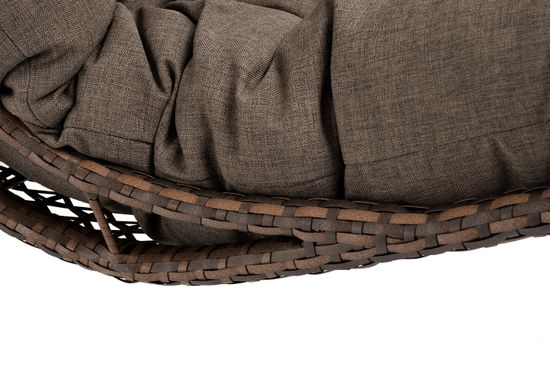 "Виши" подвесное кресло-кокон из искусственного ротанга, цвет коричневый с серо-коричневой подушкой