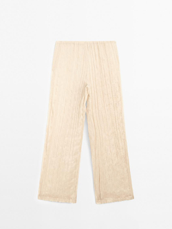 Massimo Dutti Струящиеся брюки в складку - Limited Edition, ванильный