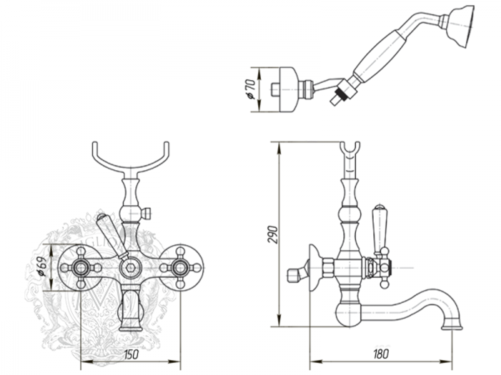 Смеситель для ванны-душа Migliore Arcadia ML.ARC-8302 схема