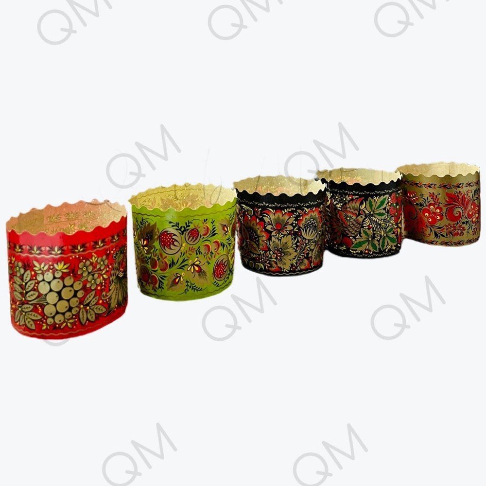 Форма бумажная под кулич 70/60 мм "Хохлома" от 20 шт/1 упак