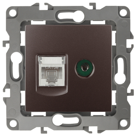 Розетка ЭРА Серия 12 12-3110-13 комбинированная RJ45+TV IP20 бронза