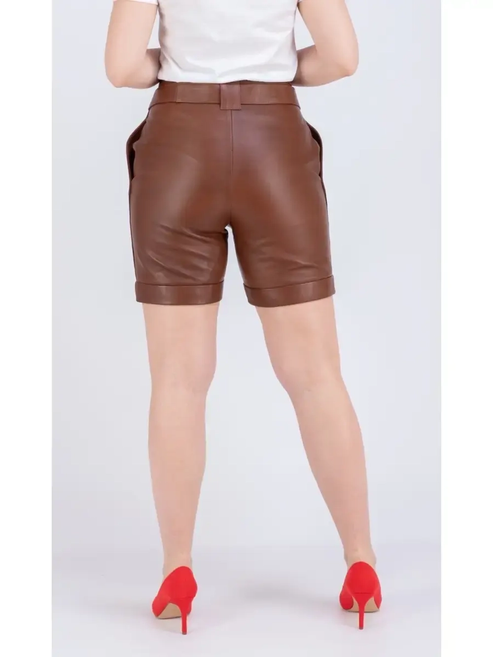 Шорты женские кожаные кожаные шорты
