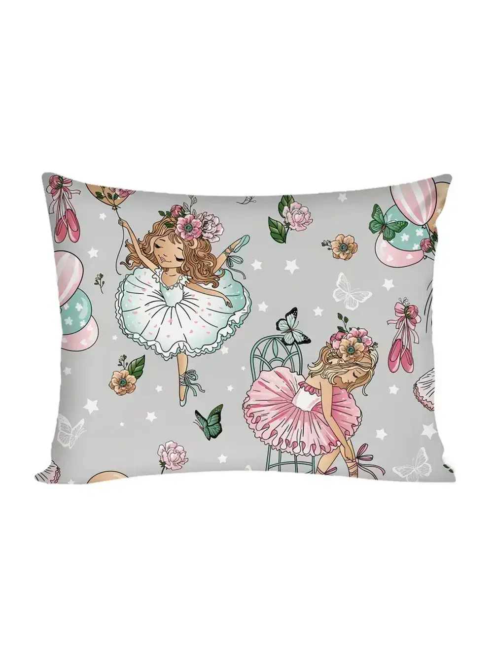 Постельное белье бязь Сказка "Балеринки/Бабочки на розовом" 1,5-сп Наволочка 50х70 см 1 шт Простынь на резинке 90x200 см Пододеяльник 145x205 см