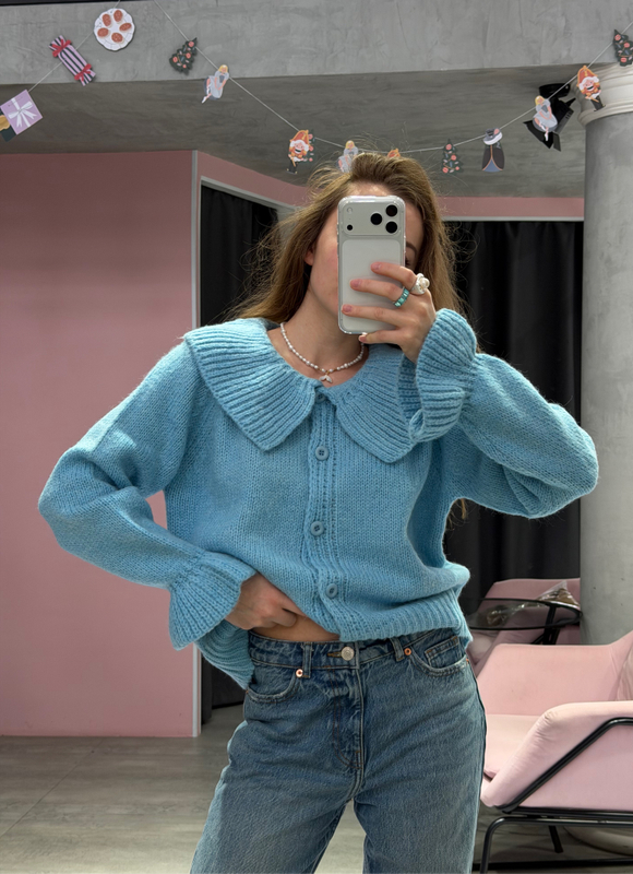 Кардиган с воротничком Candy голубой