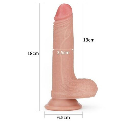 Телесный фаллоимитатор 7’’ Dual layered Platinum Silicone Cock - 18 см. (Цвет: телесный)