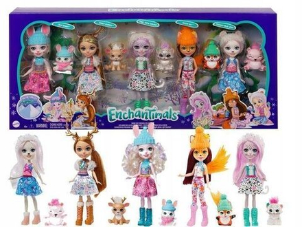 Кукла Enchantimals Mattel - Снежный день с друзьями - Набор из 5 кукол с животными GXB20