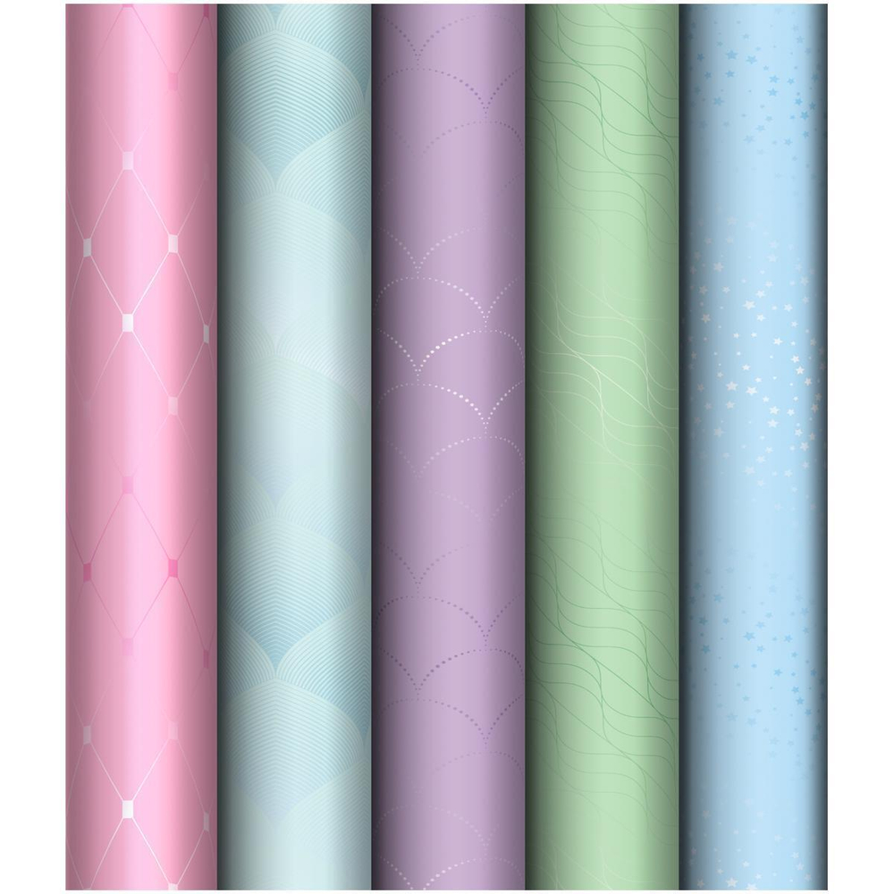 Упаковочная бумага глянц. 70*100см в ассорт "Паттерн. Узор"(MESHU)