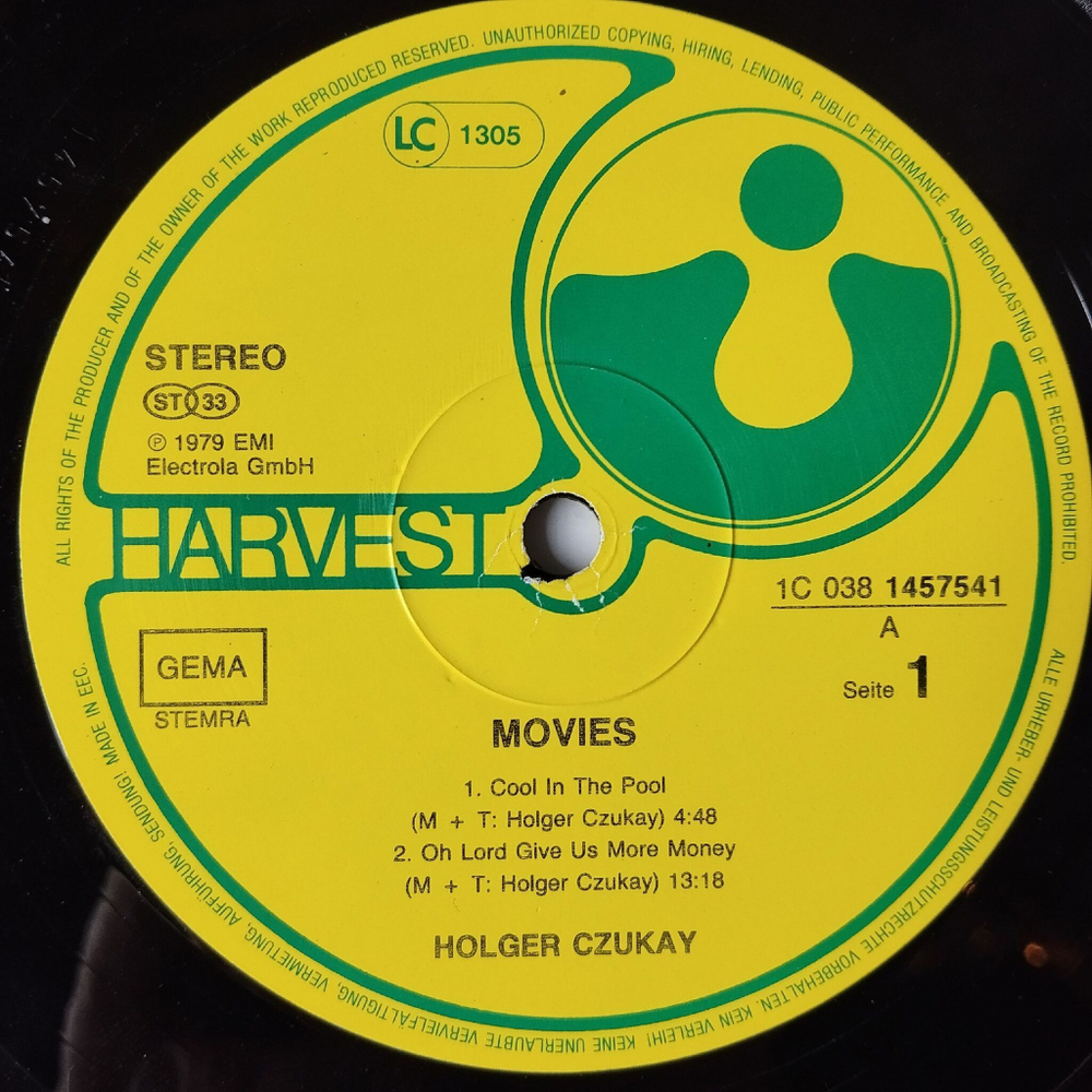 Винтажная виниловая пластинка LP Holger Czukay From Can Movies (Germany 1980)