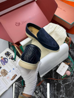 Лоферы Loro Piana вставка из кожи крокодила