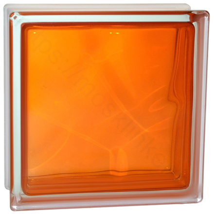 Стеклоблок Vitrablok Волна Оранжевый 19x19x8 - окрашенный внутри