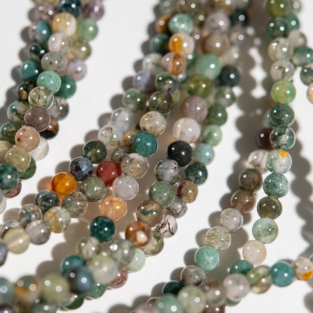 Моховой агат натуральный, 3,4мм, шар