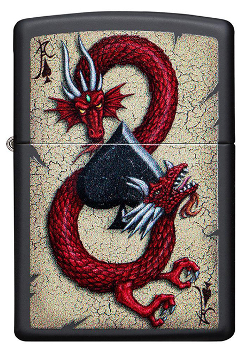 Зажигалка чёрная "Карточный дракон пики" Dragon Ace Design ZIPPO 29840