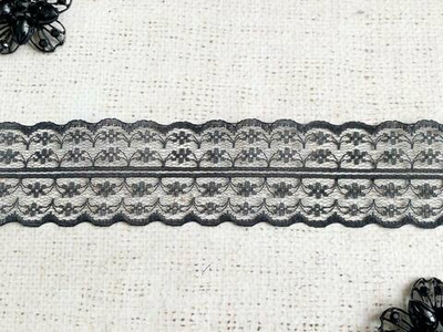 Кружево-трикотаж, ш. 4.5 см, чёрный