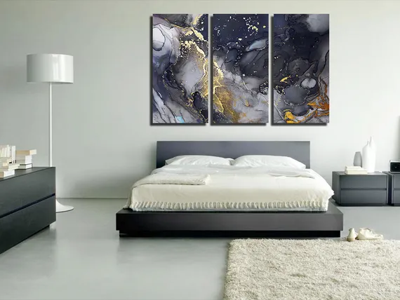 Модульная картина "Абстракция алкогольными чернилами"