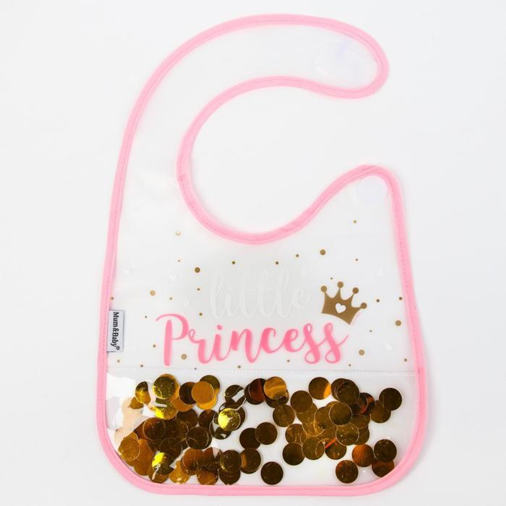 6486195 Нагрудник детский непромокаемый Little Princess (с золотыми конфетти)