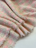 Твид хлопок с п/э и п/у Balmain бело-розовый пье-де-пуль