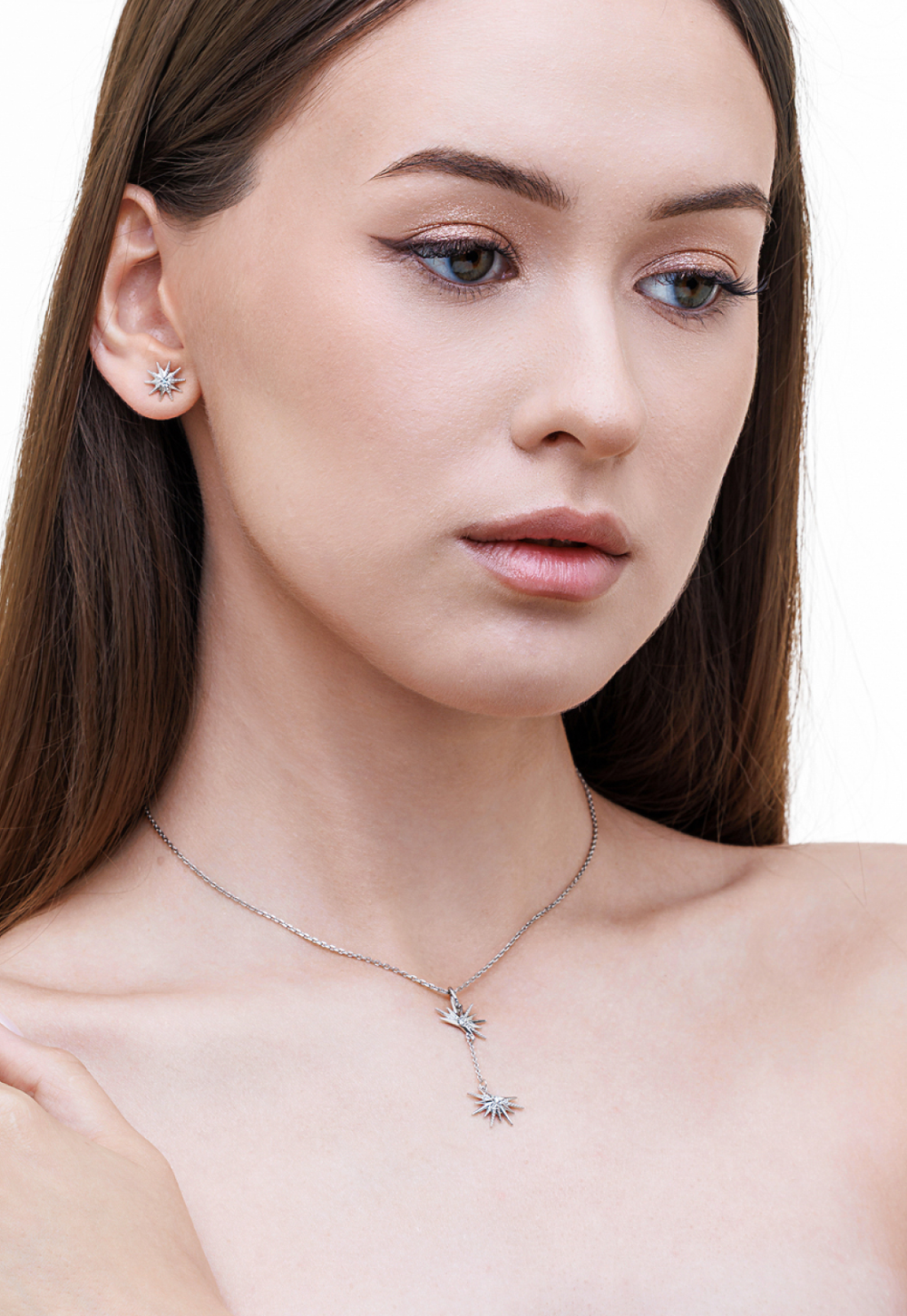 Подвес из серебра со вставками из выращенного сапфира