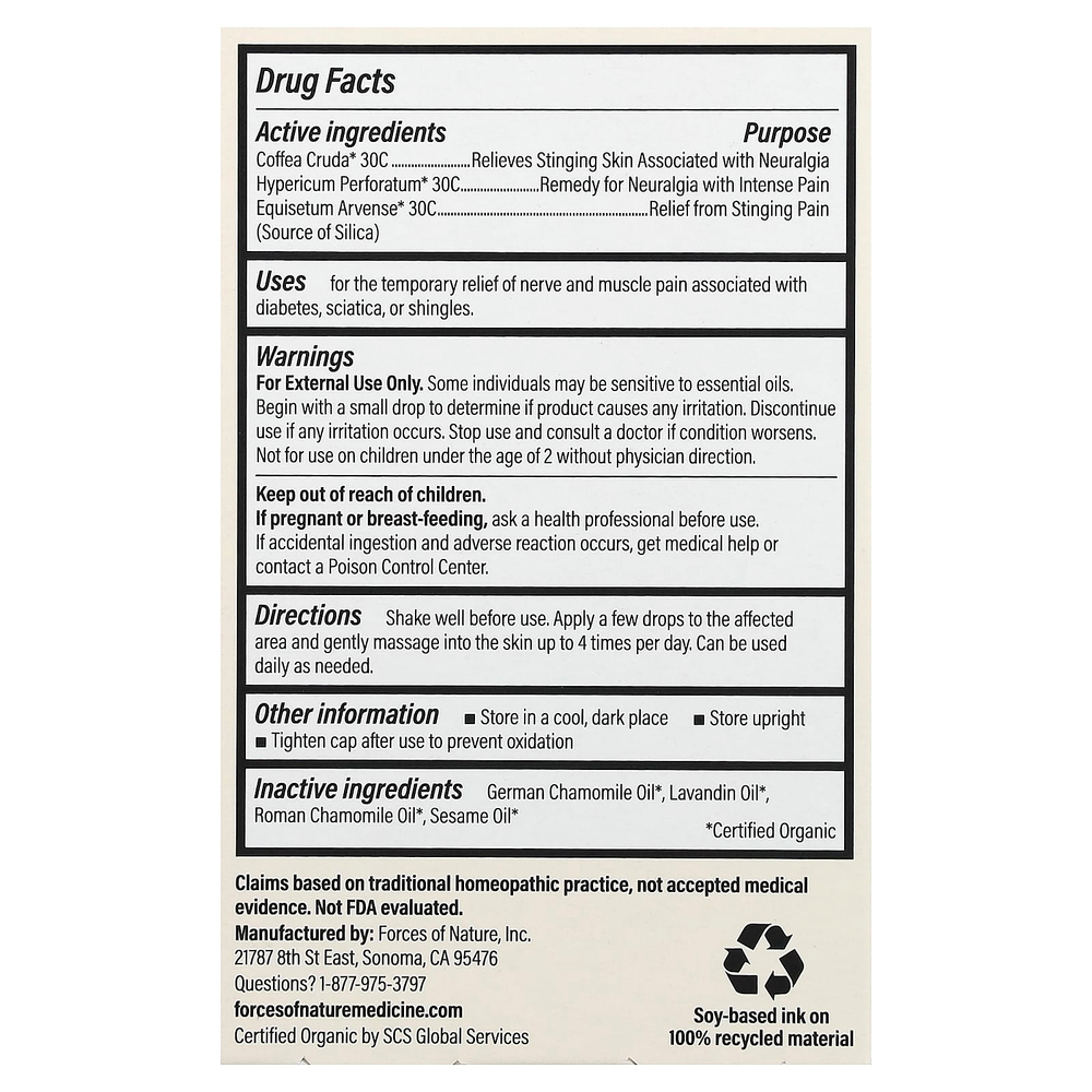 Forces of Nature, от нервной боли, 11 мл (0,37 жидк. унции)