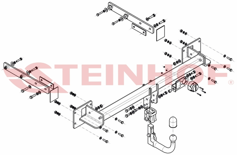 Фаркоп Steinhof M-147 для Mercedes R-Class w251 2006-2014(паспорт и сертификат в комплекте)(без электрики)