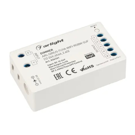 Диммер ARL-SIRIUS-TUYA-WIFI-RGBW-SUF (12-24V, 4x4A, 2.4G) (Arlight, IP20 Пластик, 3 года) 036361