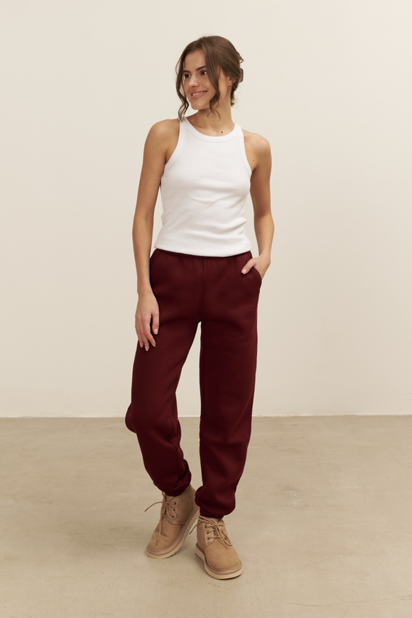 Джоггеры OVERSIZE, с начесом, бордовые