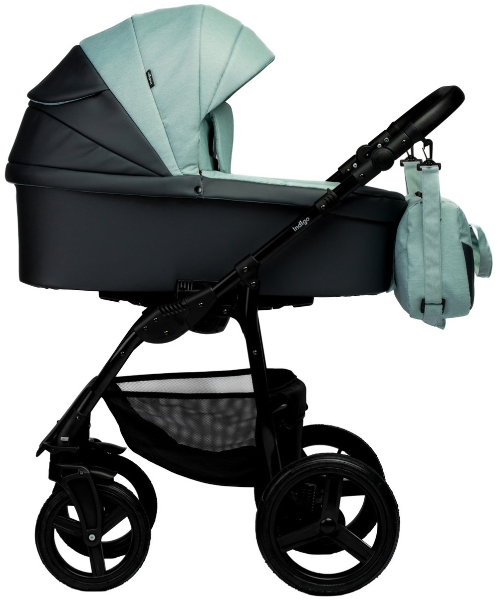 Детская коляска Indigo Impulse Eco 3 в 1 с автокреслом Avionaut Cosmo Grey Ie07 серая кожа/шалфей