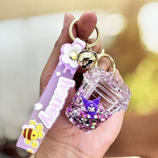 Брелок фигурка Кити в банке с жидкостью и блестками в ассорт. 6 см