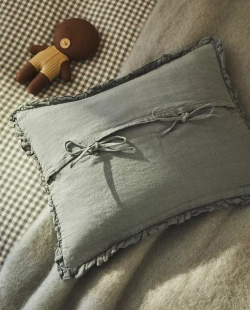 ZARA HOME ЛЬНЯНОЙ ЧЕХОЛ ДЛЯ ДЕКОРАТИВНОЙ ПОДУШКИ, ЗЕЛЕНЫЙ