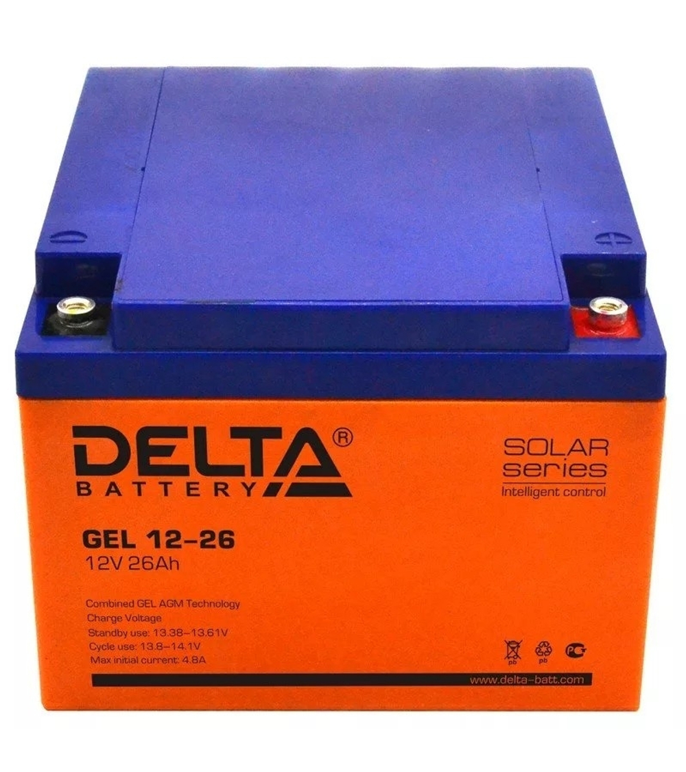 Аккумулятор Delta GEL 12-26 (12V / 26Ач) свинцово- кислотный аккумулятор
