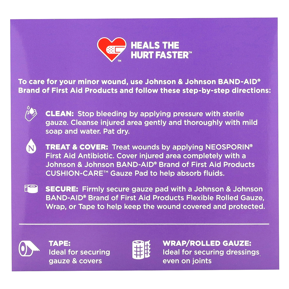 Band Aid, Cushion-Care, марлевые салфетки, 25 средних салфеток