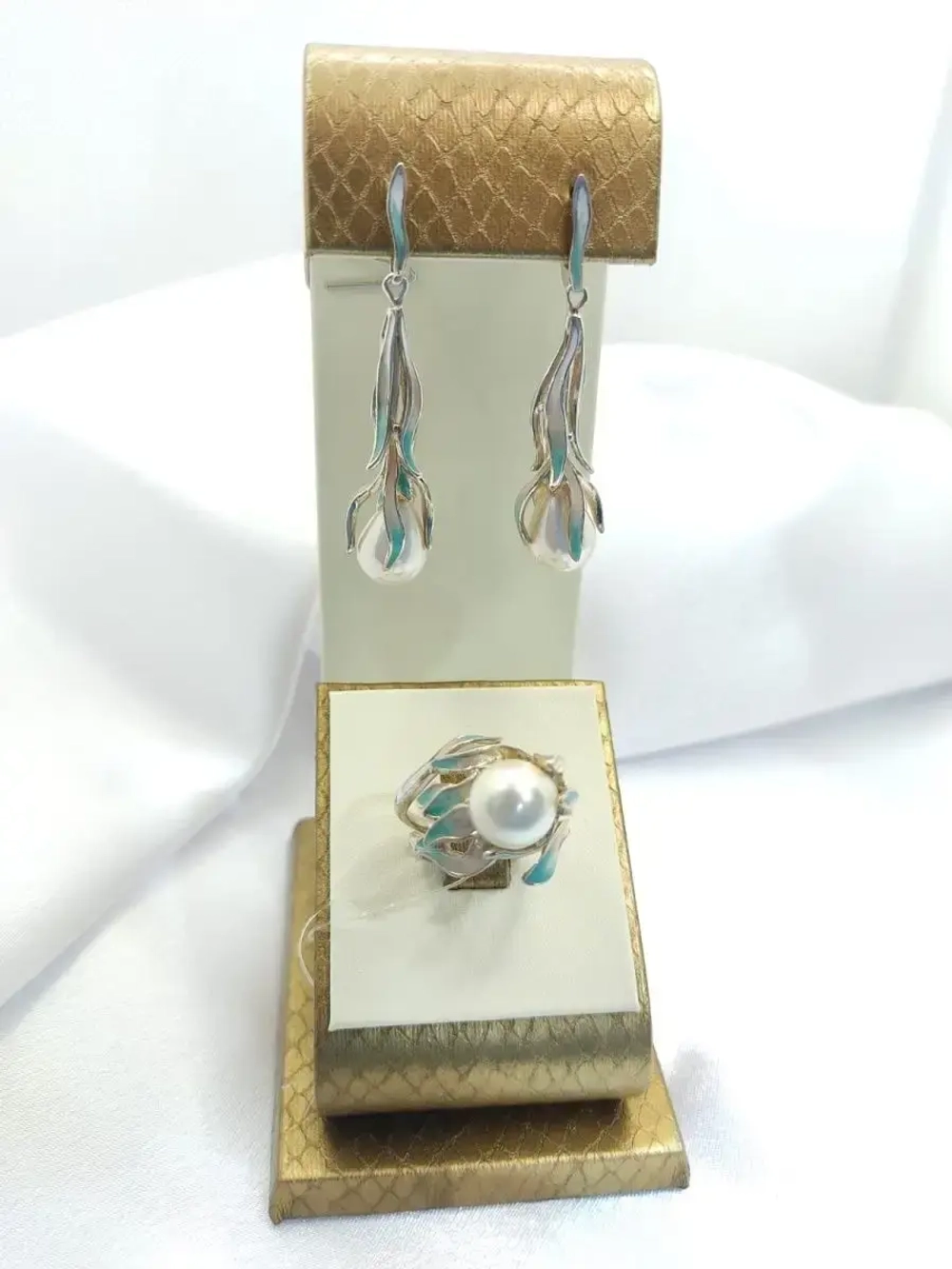 Серьги длинные жемчуг серебро 925