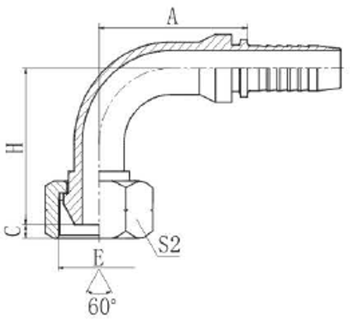 Фитинг DN 32 BSP (Г) 1.1/2 (90) (накидная гайка)