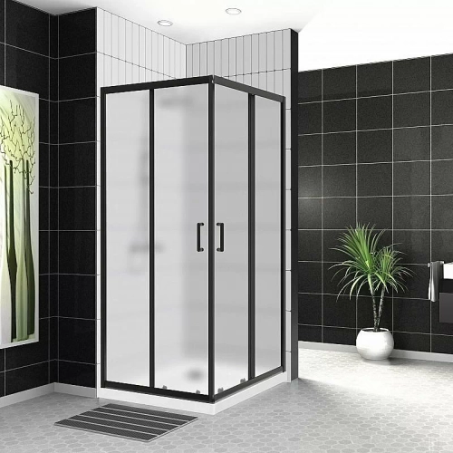 Душевой уголок BelBagno UNO-195-A-2-90-P-NERO 90х90 стекло текстурное/профиль хром