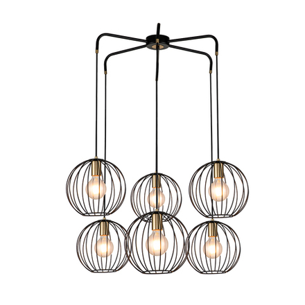 Подвесной светильник 6x60Вт E27, металл, чёрный/бронза