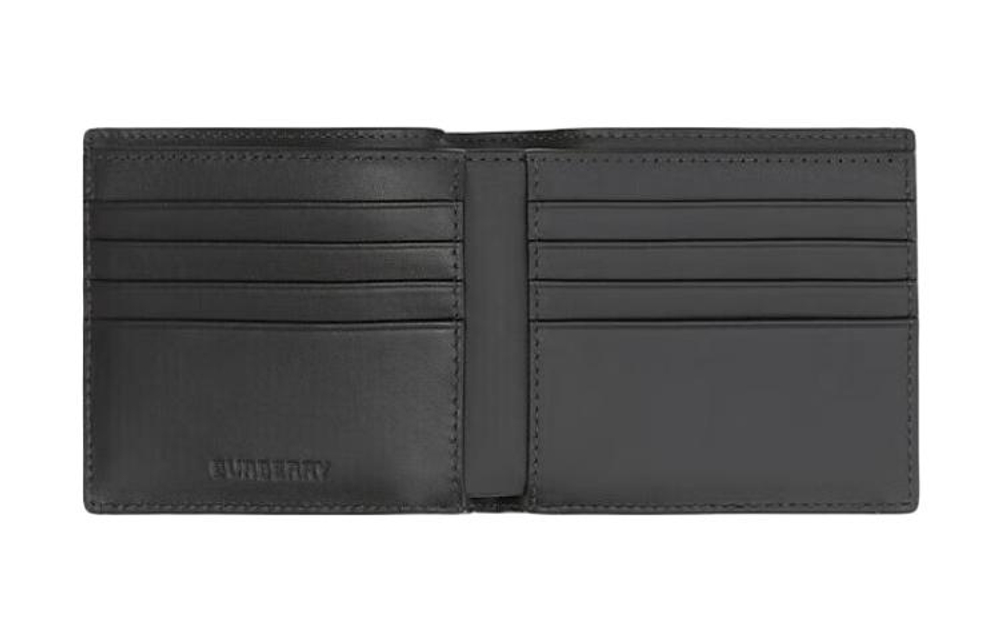 Burberry Leather Wallet Men"s Charcoal Gray