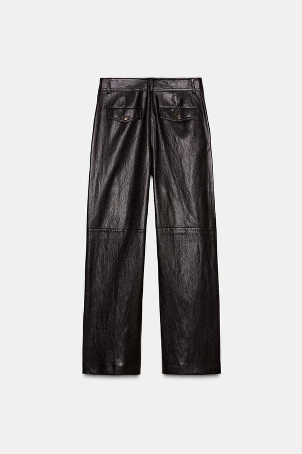 ZARA БРЮКИ ПРЯМОГО КРОЯ ИЗ ИСКУССТВЕННОЙ КОЖИ, КОРИЧНЕВЫЙ