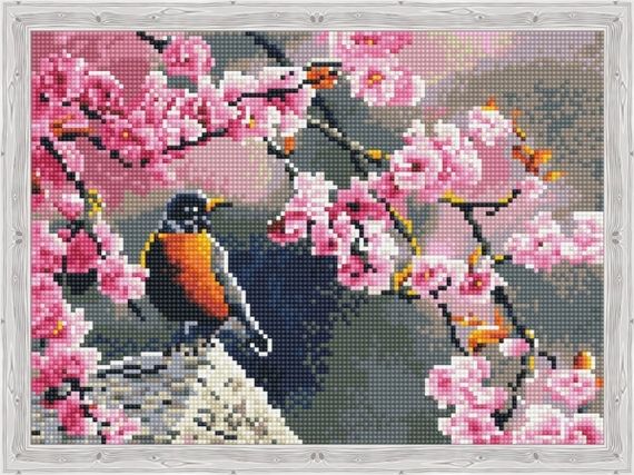 Алмазная вышивка \ Diamond painting  Весенняя птичка
