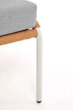 "Милан" диван 2-местный плетеный из роупа, каркас алюминий светло-серый (RAL7035) муар, роуп оранжевый меланж круглый, ткань светло-серая