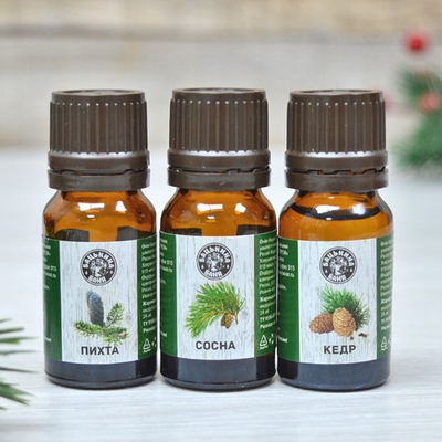 Набор эфирных масел "Хвойный эликсир" (кедр, пихта, сосна), тм "Бацькина баня"