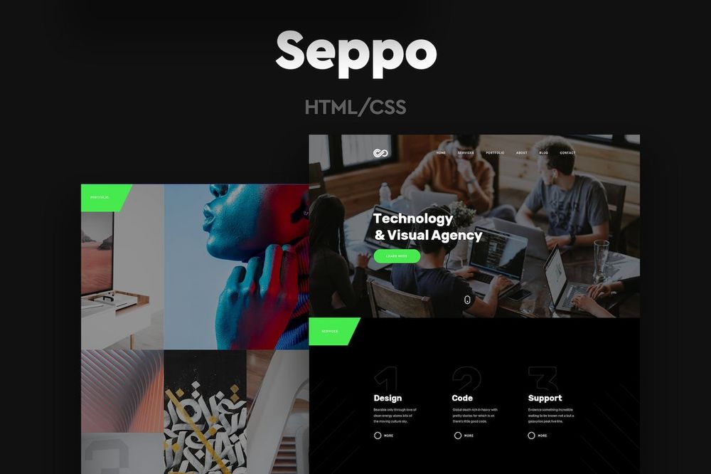 Seppo - корпоративный одностраничный HTML-шаблон