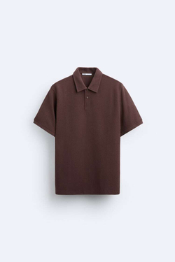ZARA ПОЛО ИЗ РЕЛЬЕФНОЙ ТКАНИ, БОРДОВЫЙ